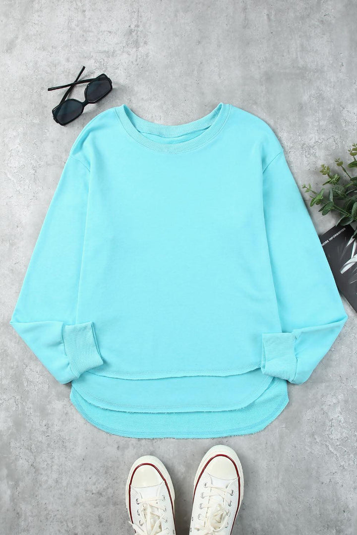Side Slit Drop Shoulder Sweatshirt - Stuffed Cart