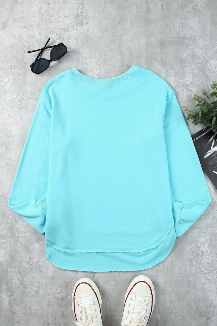 Side Slit Drop Shoulder Sweatshirt - Stuffed Cart
