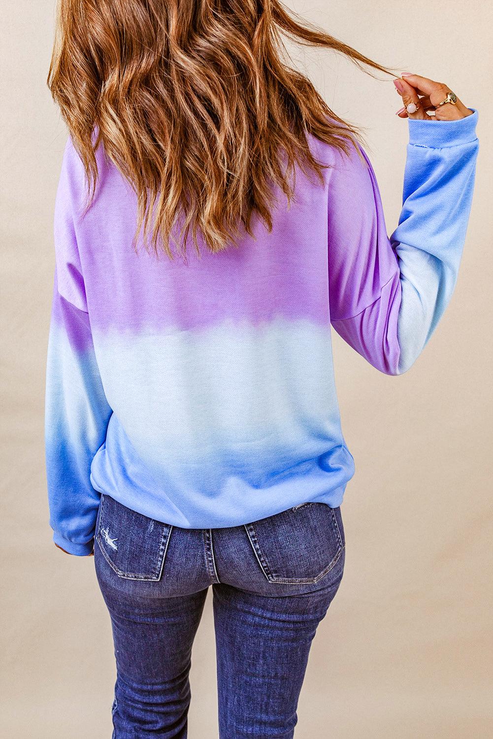 Tie-Dye Drop Shoulder Round Neck Sweatshirt - Stuffed Cart