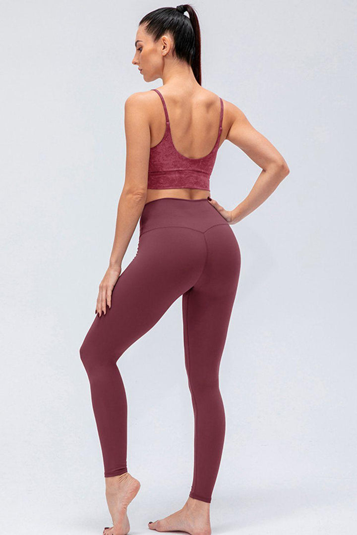Wide Waistband Slim Fit Active Leggings - Stuffed Cart