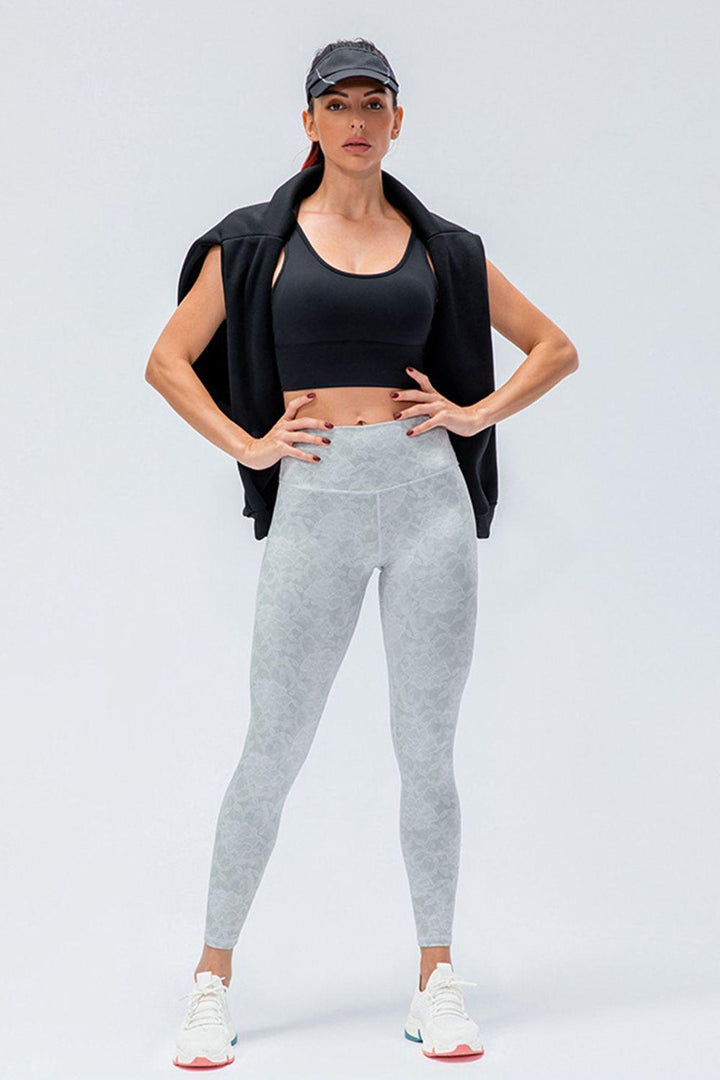 Wide Waistband Slim Fit Active Leggings - Stuffed Cart