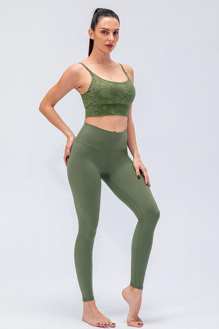 Wide Waistband Slim Fit Active Leggings - Stuffed Cart