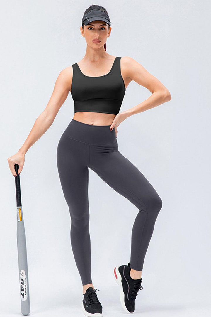 Wide Waistband Slim Fit Active Leggings - Stuffed Cart