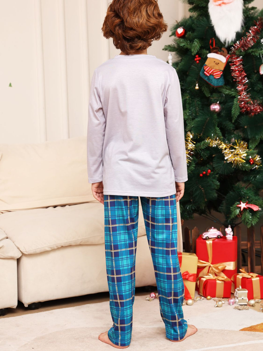 Rudolph Graphic Long Sleeve Top and Plaid Pants Set