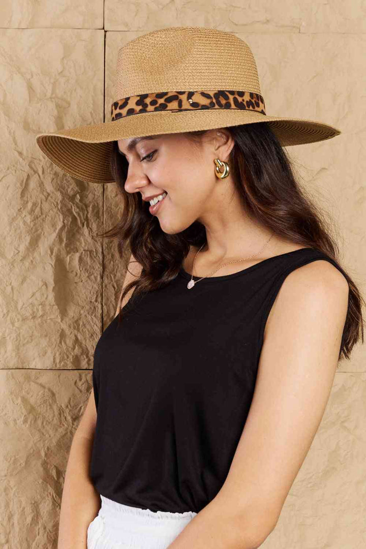 Fame Wild One Leopard Ribbon Straw Hat