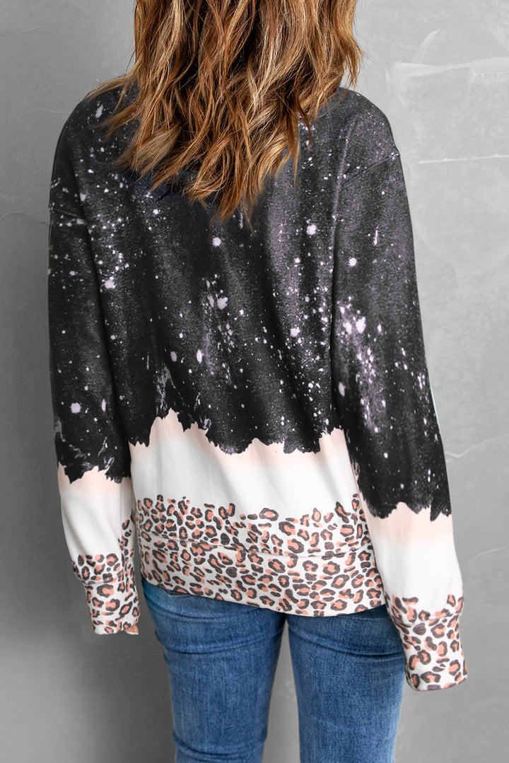 LET IT SNOW Graphic Leopard Sweatshirt