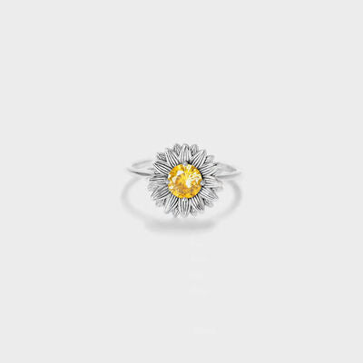 Sunflower Zircon 925 Sterling Silver Ring