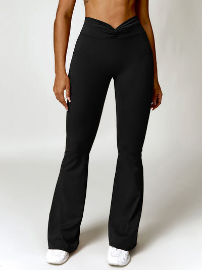 Twisted High Waist Active Pants with Pockets