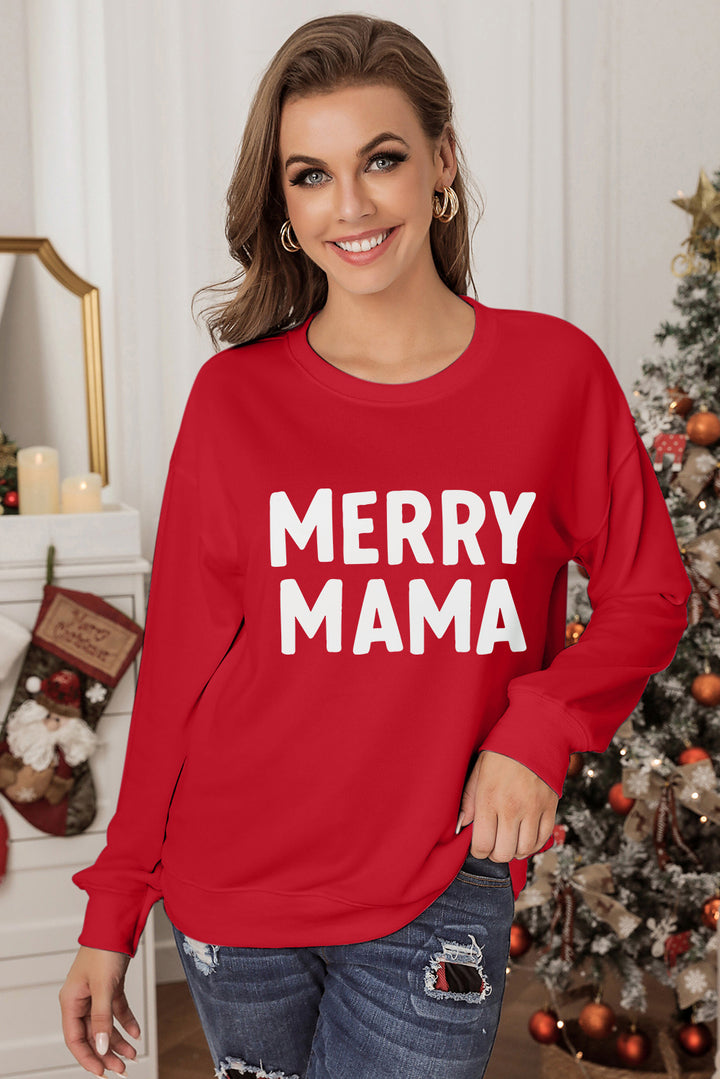 MERRY MAMA Graphic Round Neck Sweatshirt